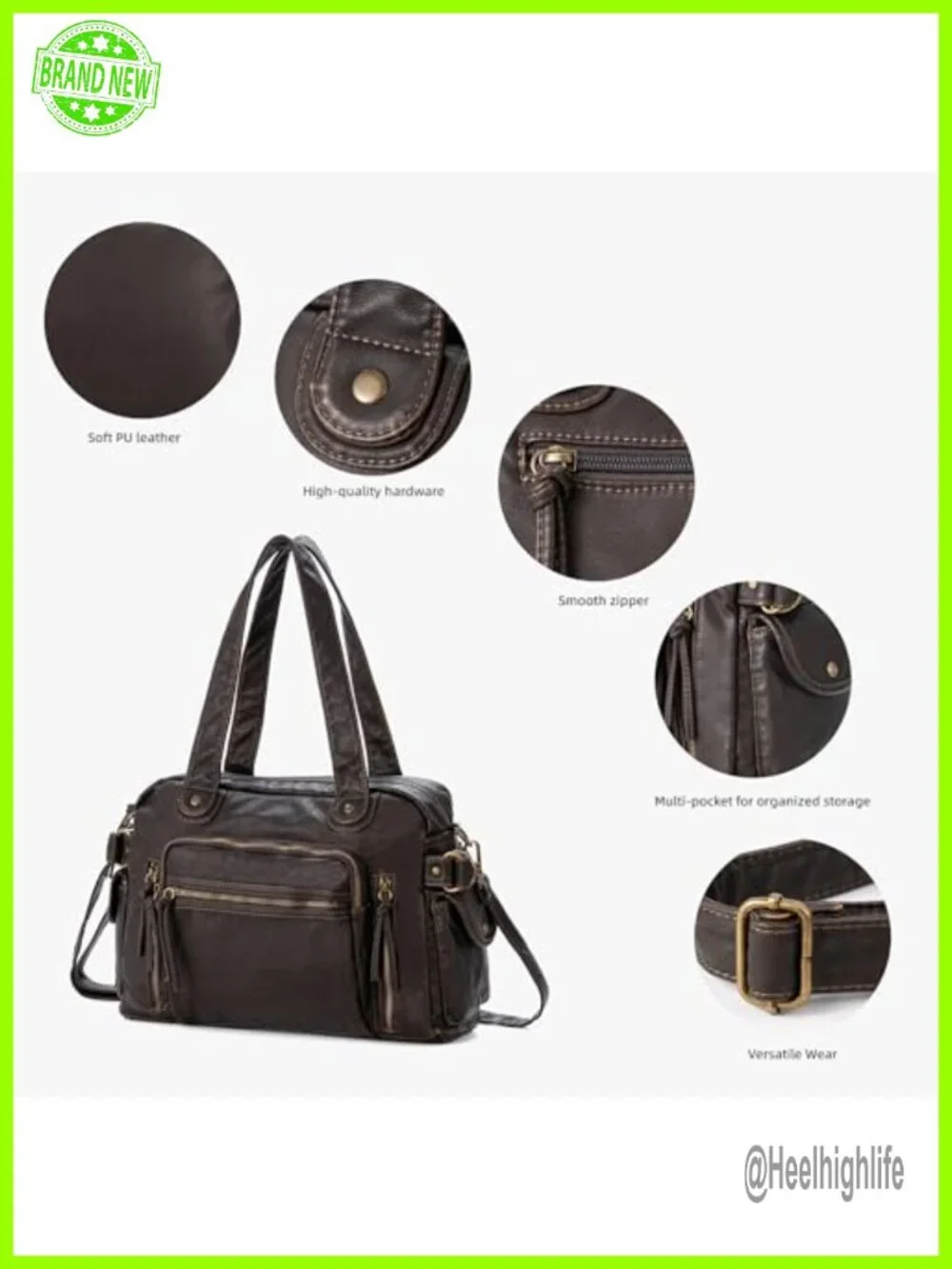 Soft Vegan Leather City Tote Bag with Adjustable Strap Hobo Handbag